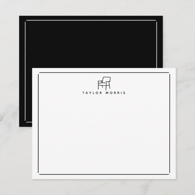 Minimalistisk stol brevpapper  anteckningskort (Fram/baksida)