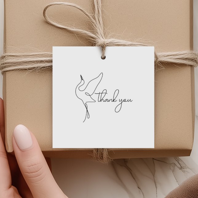 Minimalistisk Stork Neutral Babyshower Tacksamhet Gåvor Etiketter (Skapare uppladdad)
