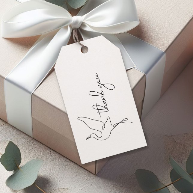 Minimalistisk Stork Neutral Babyshower Tacksamhets Presentetikett (Skapare uppladdad)