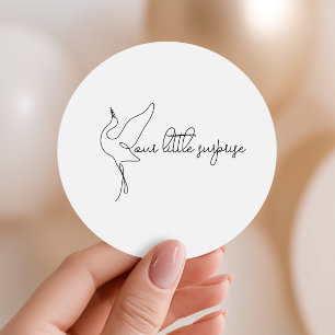 Minimalistisk Stork Neutral Barnkalas Runt Klistermärke