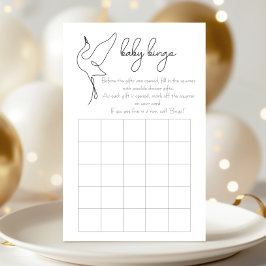 Minimalistisk Stork Neutral Bebis Shower Bingo Spe