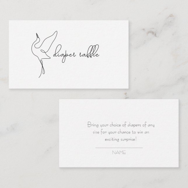 Minimalistisk stork Neutralt bebisfest Diaperlotte Tilläggskort (Fram/baksida)