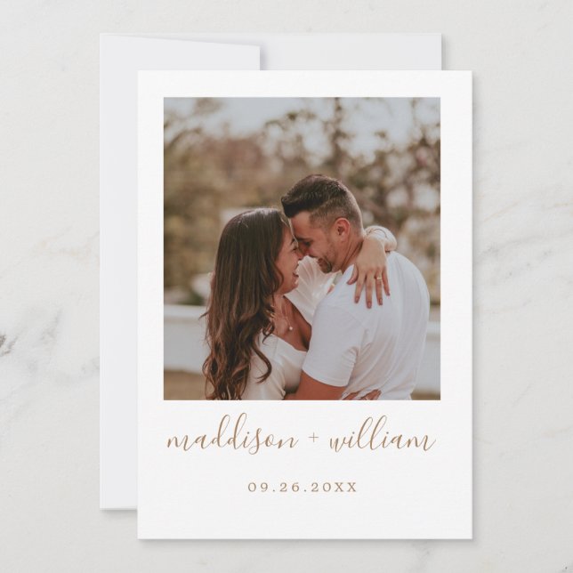 Minimalistisk strålböld med fotocitat från bröllop inbjudningar (Framsida)