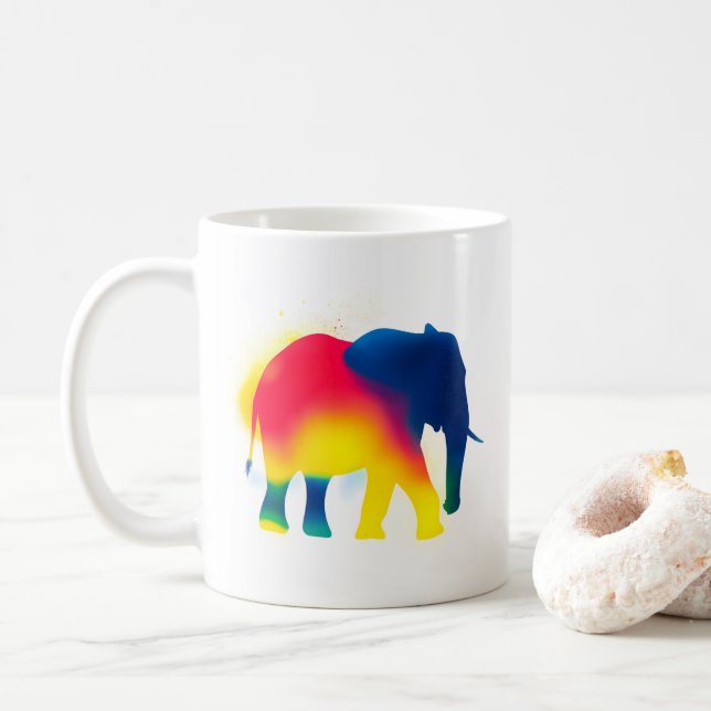 Minimalistisk strålefärg Elephant Silhouette Kaffemugg (Med munk)