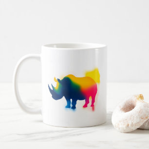 Minimalistisk strålefärg Rhinoceros Silhouette Kaffemugg