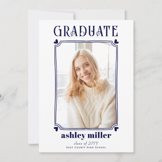 Minimalistisk STUDENT-klass av 2025 studenten-foto Inbjudningar (Framsida)