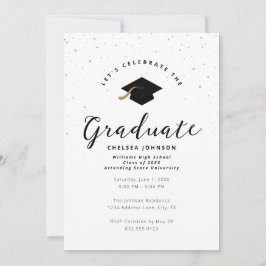 Minimalistisk Studenten Faux Guld Glitter Inbjudningar