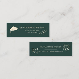 Minimalistisk Studenten-ikon Namn Card Skogen Grön Mini Visitkort