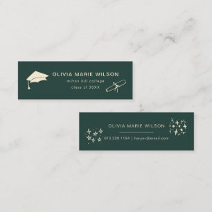 Minimalistisk Studenten-ikon Namn Card Skogen Grön Mini Visitkort