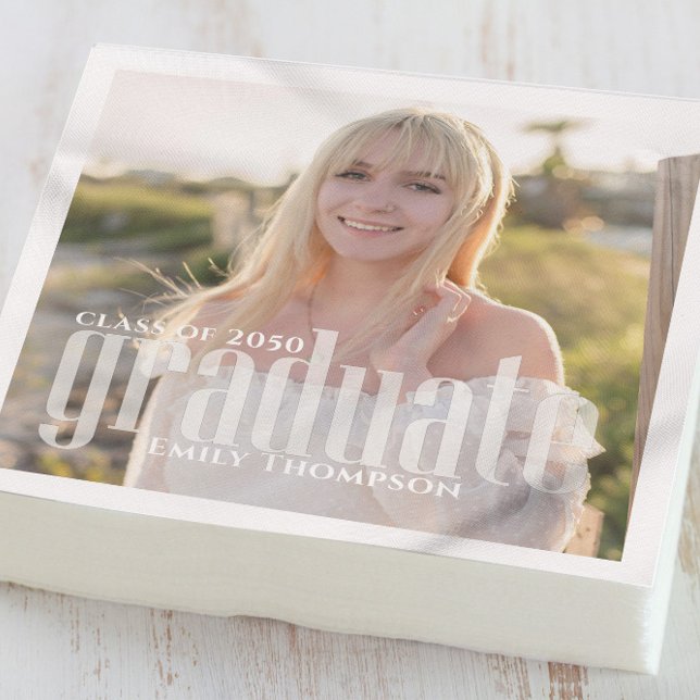 Minimalistisk Studenten Photo Modern Elegant Pappersservett (Skapare uppladdad)