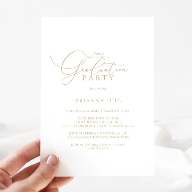 Minimalistisk Studentfest för Guld Classy Chic Inbjudningar (Skapare uppladdad)