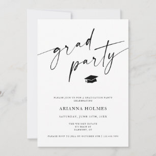Minimalistisk Studentfest Grad Party Inbjudningar