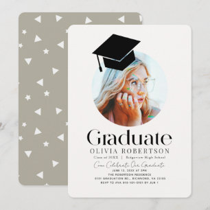 Minimalistisk Studentmössa Khaki Photo Inbjudningar