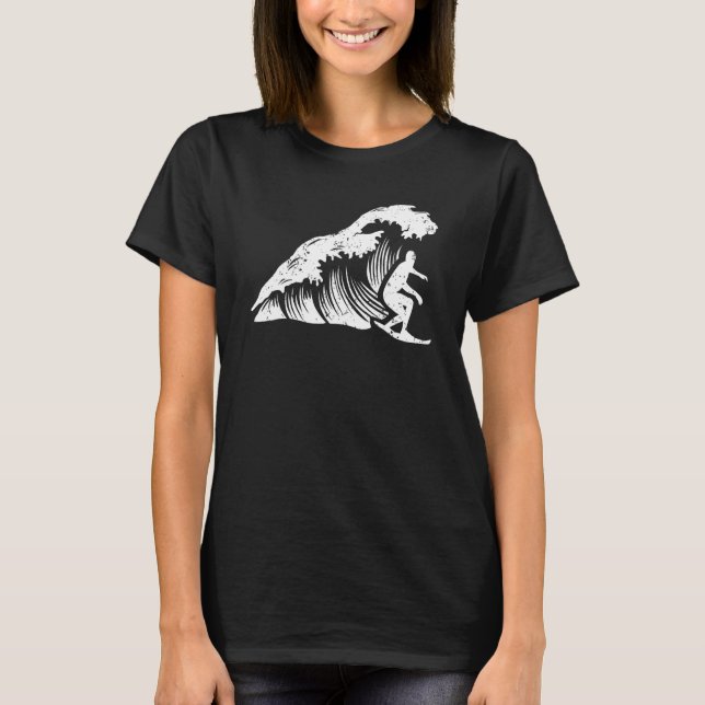 Minimalistisk Surfa Den Underbara vågen T Shirt (Framsida)