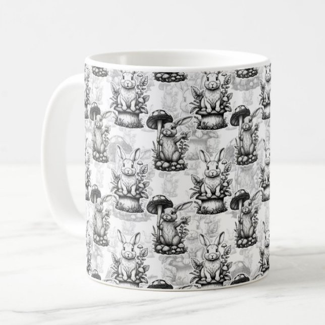 Minimalistisk svampsrumsskabbit Mönster Design Kaffemugg (Skapare uppladdad)