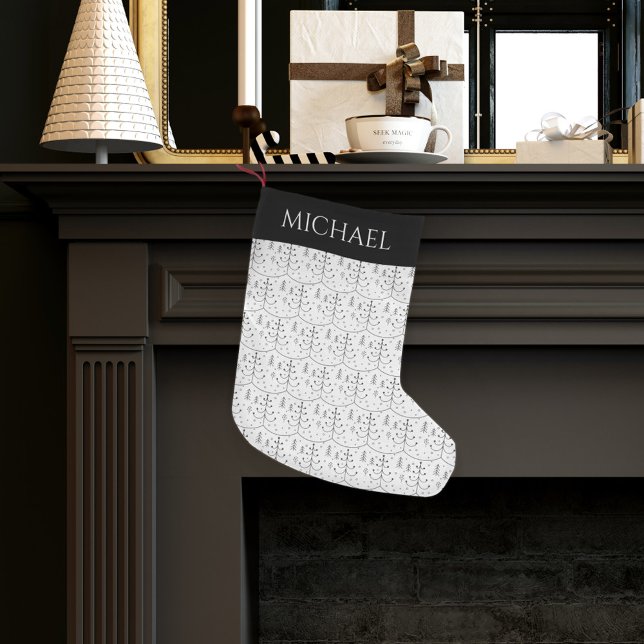 Minimalistisk svart Abstrakt Julgran Liten Julstrumpa (Skapare uppladdad)