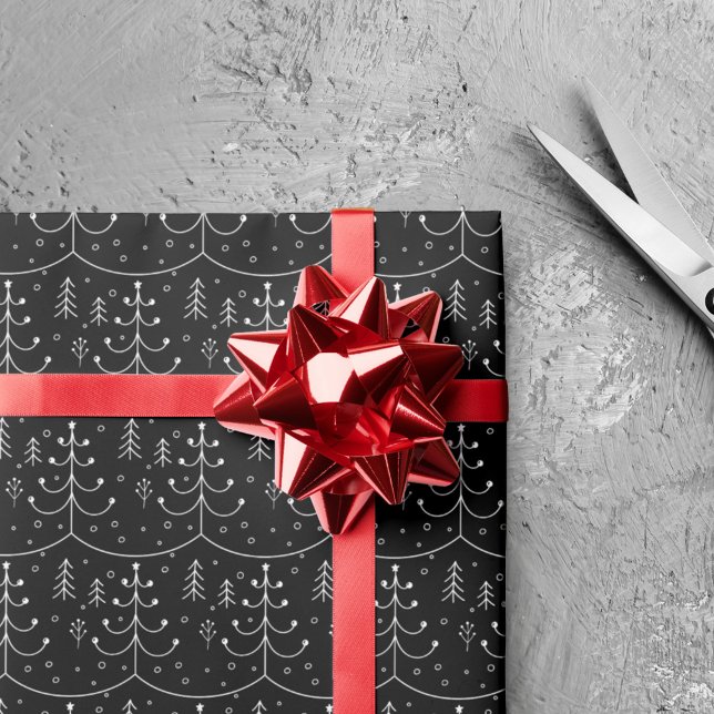 Minimalistisk svart Abstrakt Julgran Presentpapper (Skapare uppladdad)