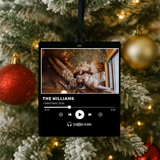 Minimalistisk svart albumtäckning Musikfoto jul Julgransprydnad Keramik (Skapare uppladdad)