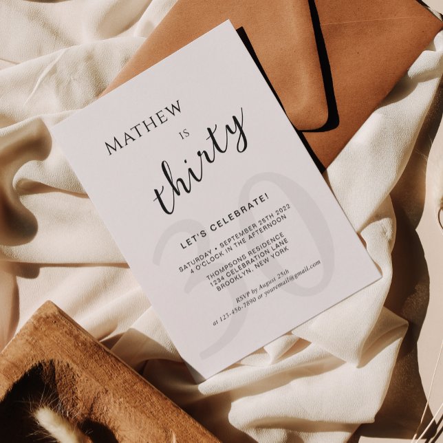 Minimalistisk svart åldersöverlagring av skript, V Inbjudningar (Skapare uppladdad)