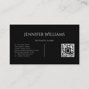 Minimalistisk svart anpassad QR-kod skript modern Visitkort