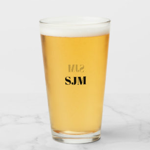 Minimalistisk svart Anpassningsbar, monogram initi Glaskopp