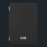 Minimalistisk svart Anpassningsbar, monogram initi iPad Mini Skydd<br><div class="desc">Minimalistisk elegant,  enkel modern svartvit Anpassningsbar med monogram initialer namn personlig iPad mini Cover</div>