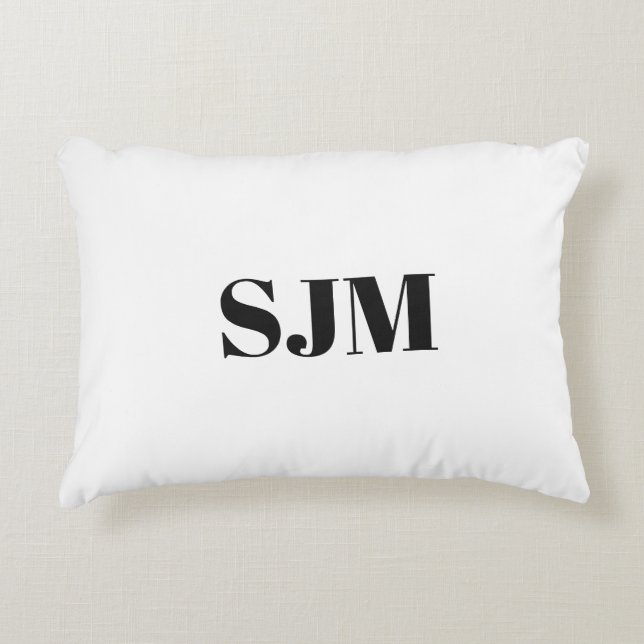 Minimalistisk svart Anpassningsbar, monogram initi Prydnadskudde (Framsidan)