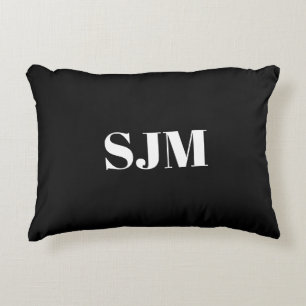 Minimalistisk svart Anpassningsbar, monogram initi Prydnadskudde
