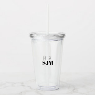 Minimalistisk svart Anpassningsbar, monogram initi Take Away Mugg