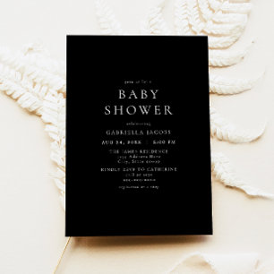 Minimalistisk svart babyskare för klassisk Elegant Inbjudningar