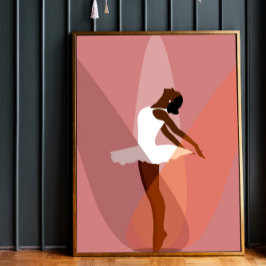 Minimalistisk svart balettdansare afroamerikansk d poster