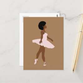 Minimalistisk svart ballerina afro-hårillustration vykort