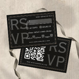 Minimalistisk svart band formell bröllops QR-kod OSA Kort