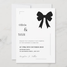 Minimalistisk svart bandy bröllopsinbjudan