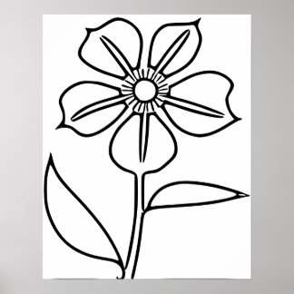 Minimalistisk svart blomma poster