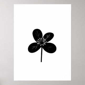 minimalistisk svart blomma poster