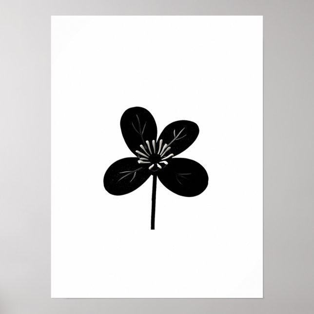 minimalistisk svart blomma poster (Framsidan)