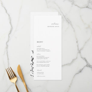 Minimalistisk svart Blommigt, plats-meny Meny