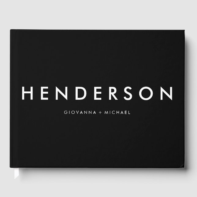 Minimalistisk svart Bröllop Gästböcker (Framsida)