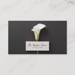Minimalistisk Svart Calla Lily Elegant Modern Blom Visitkort