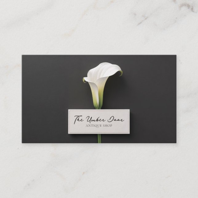 Minimalistisk Svart Calla Lily Elegant Modern Blom Visitkort (Framsida)