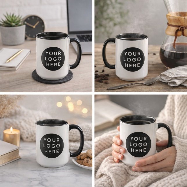 Minimalistisk svart cirkel logotyp modern varumärk mugg (Minimalist Black Circle Logo Modern Brand Design Mug)