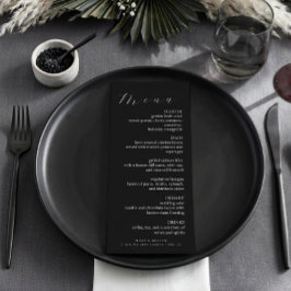 Minimalistisk Svart Elegant Bröllopsmiddag Meny