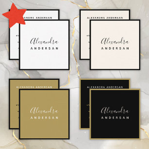 Minimalistisk svart Elegant i Namn Fyrkantigt Visitkort