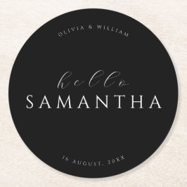 Minimalistisk Svart Elegant Modern Gästerum Underlägg Papper Rund