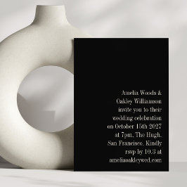 Minimalistisk svart elegant stilren modern bröllop inbjudningar