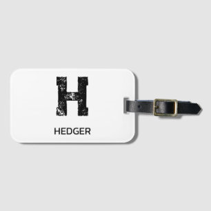 MINIMALISTISK SVART EN BOKSTAV MONOGRAM NAMN VIT BAGAGEBRICKA