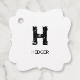 MINIMALISTISK SVART EN BOKSTAV MONOGRAM NAMN VIT GÅVOR ETIKETTER