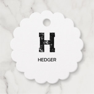 MINIMALISTISK SVART EN BOKSTAV MONOGRAM NAMN VIT GÅVOR ETIKETTER