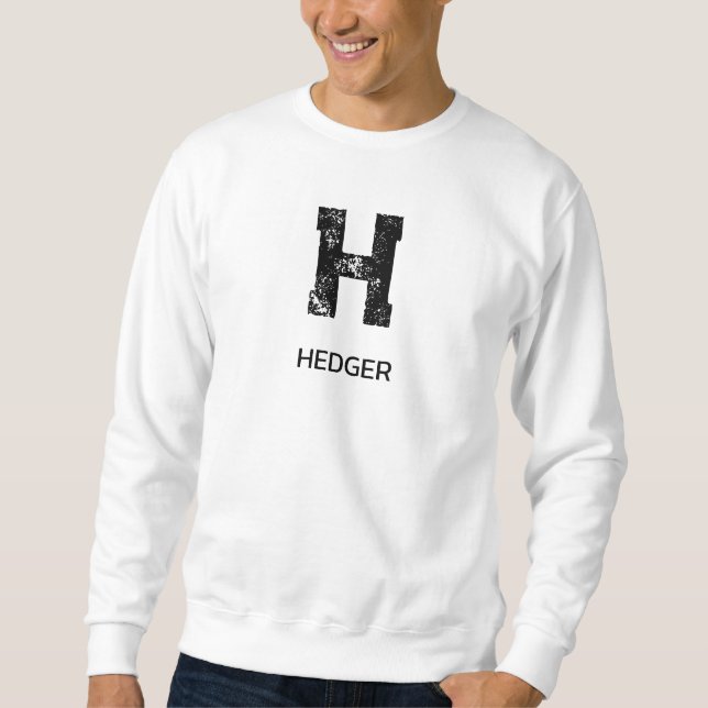 MINIMALISTISK SVART EN BOKSTAV MONOGRAM NAMN VIT LÅNG ÄRMAD TRÖJA (Framsida)